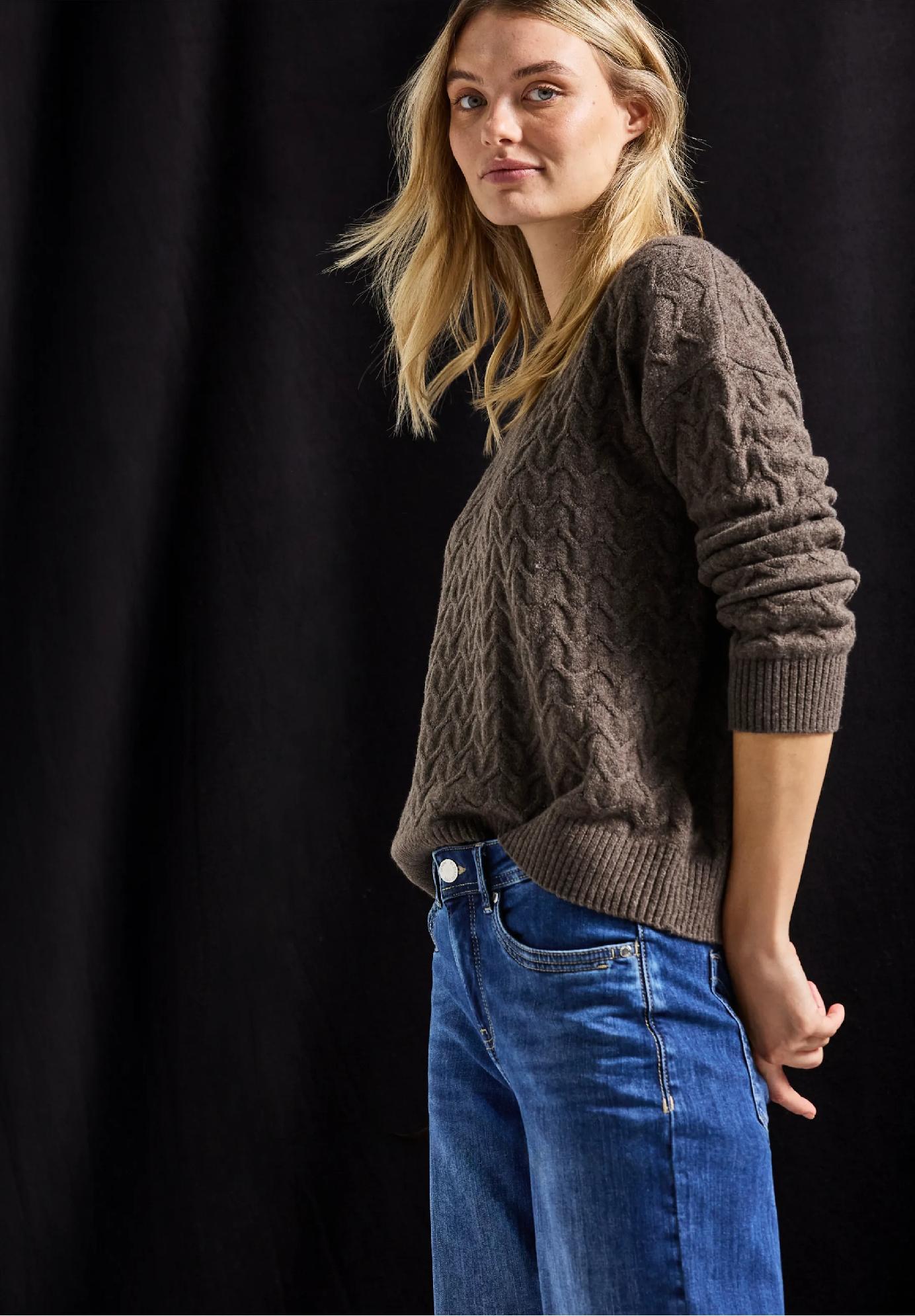 Street One pohodlný textúrovaný sveter, hne