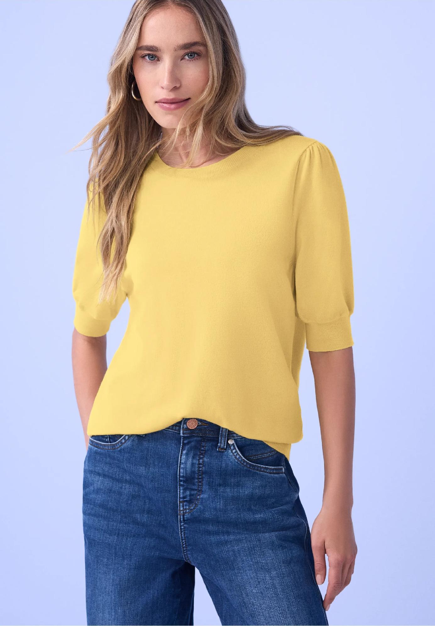 Street One jednofarebný sveter, žlt.