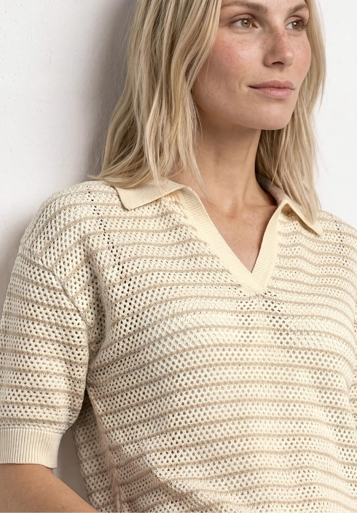 Street One pruhovaný sveter s krátkym rukávom