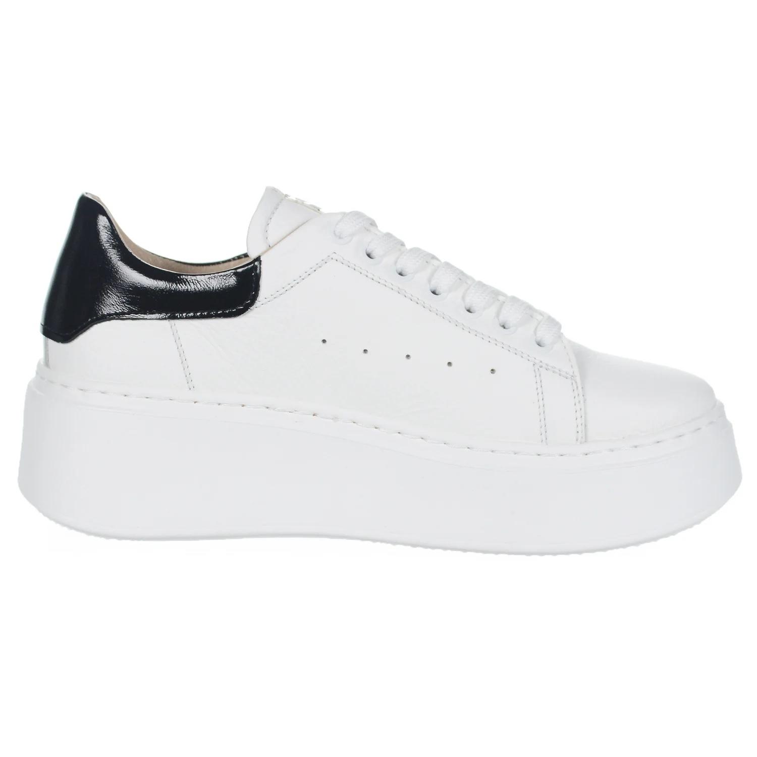 OLIVIA SHOES biele tenisky s čiernou pätou