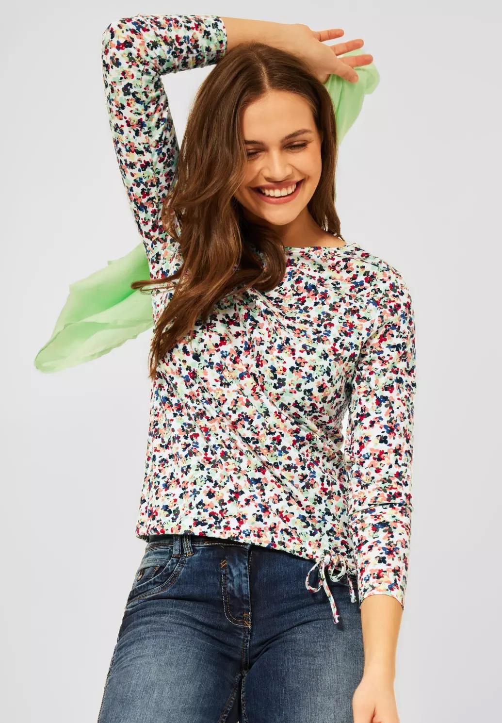 CECIL tričko s kvetinovým vzorom, vanilka