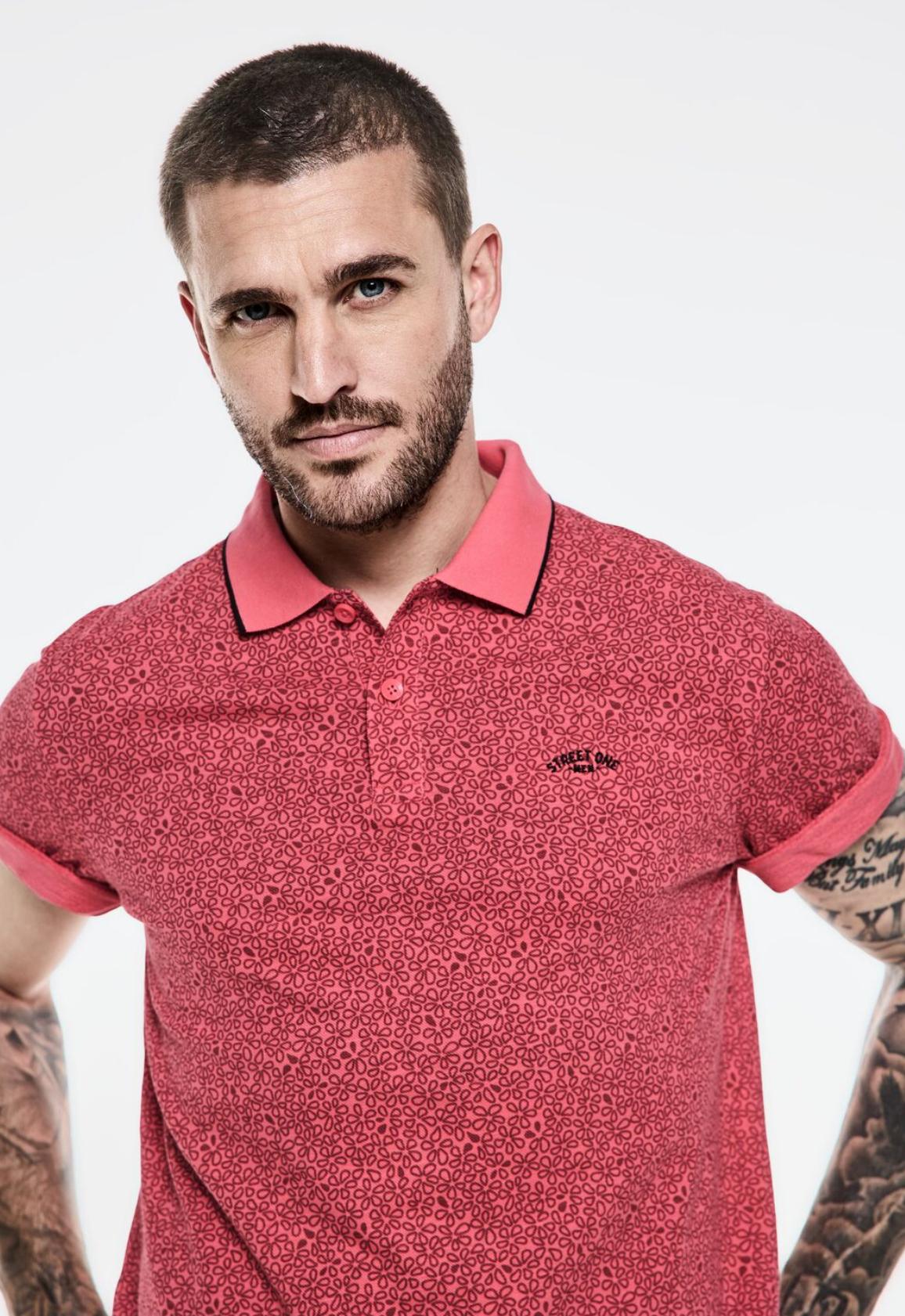 Street One MEN piqué polokošeľa s potlačou