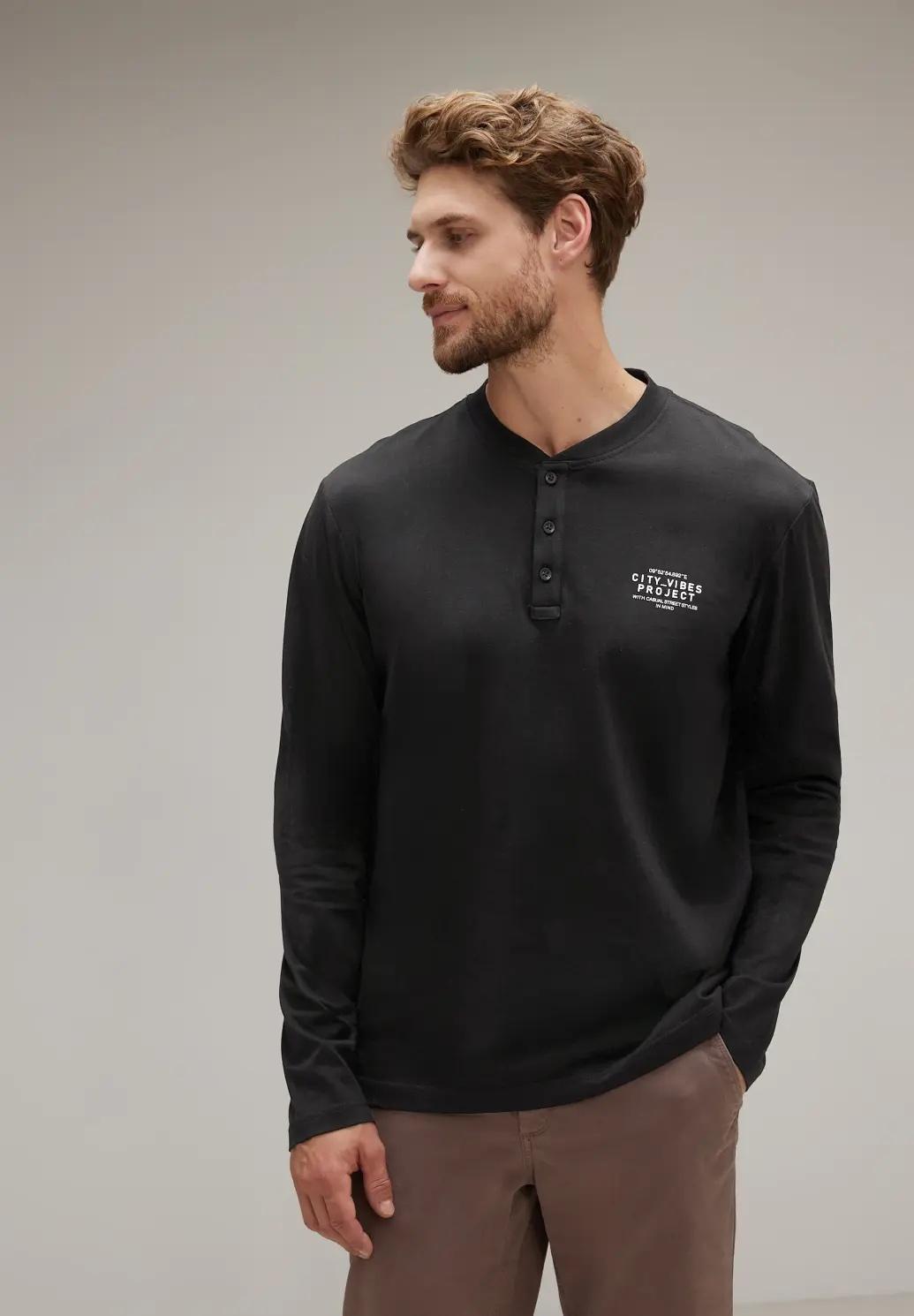 Street One MEN Henley tričko s potlačou na hrudi, čie