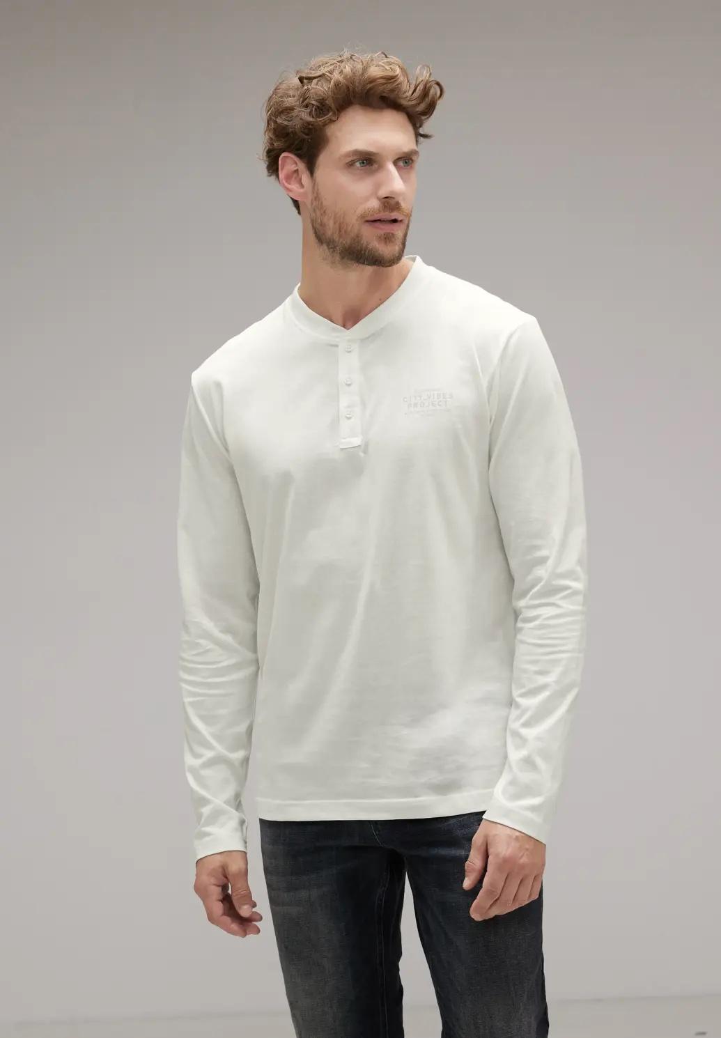 Street One MEN Henley tričko s potlačou na hrudi, bie
