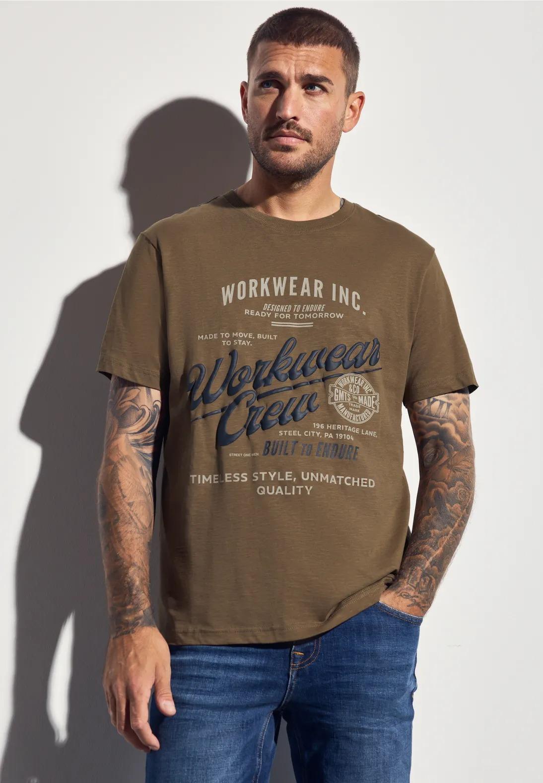 Street One MEN elegantné tričko s nápisom, hne