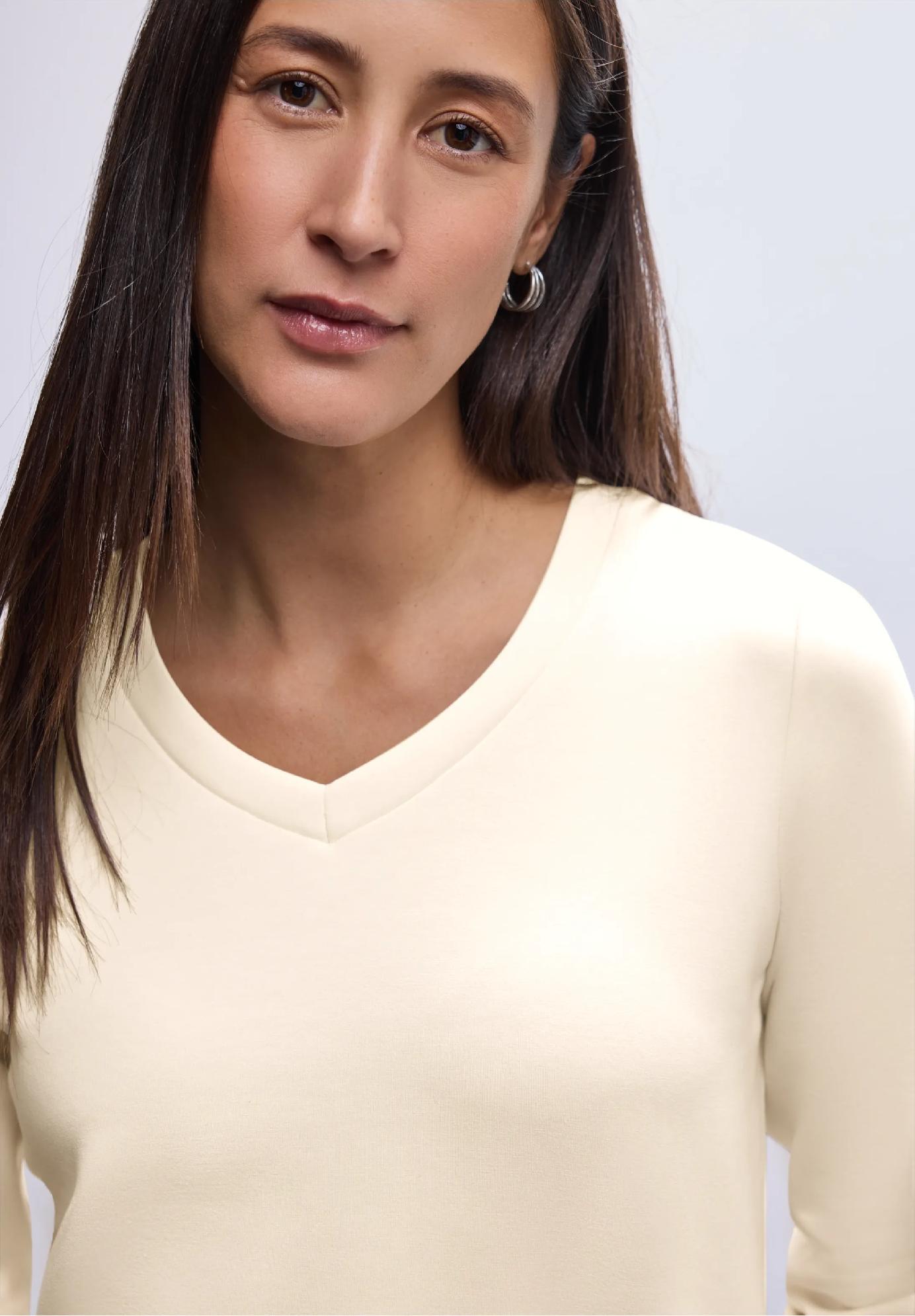 Street One tričko s hodvábnym vzhľadom, ecru