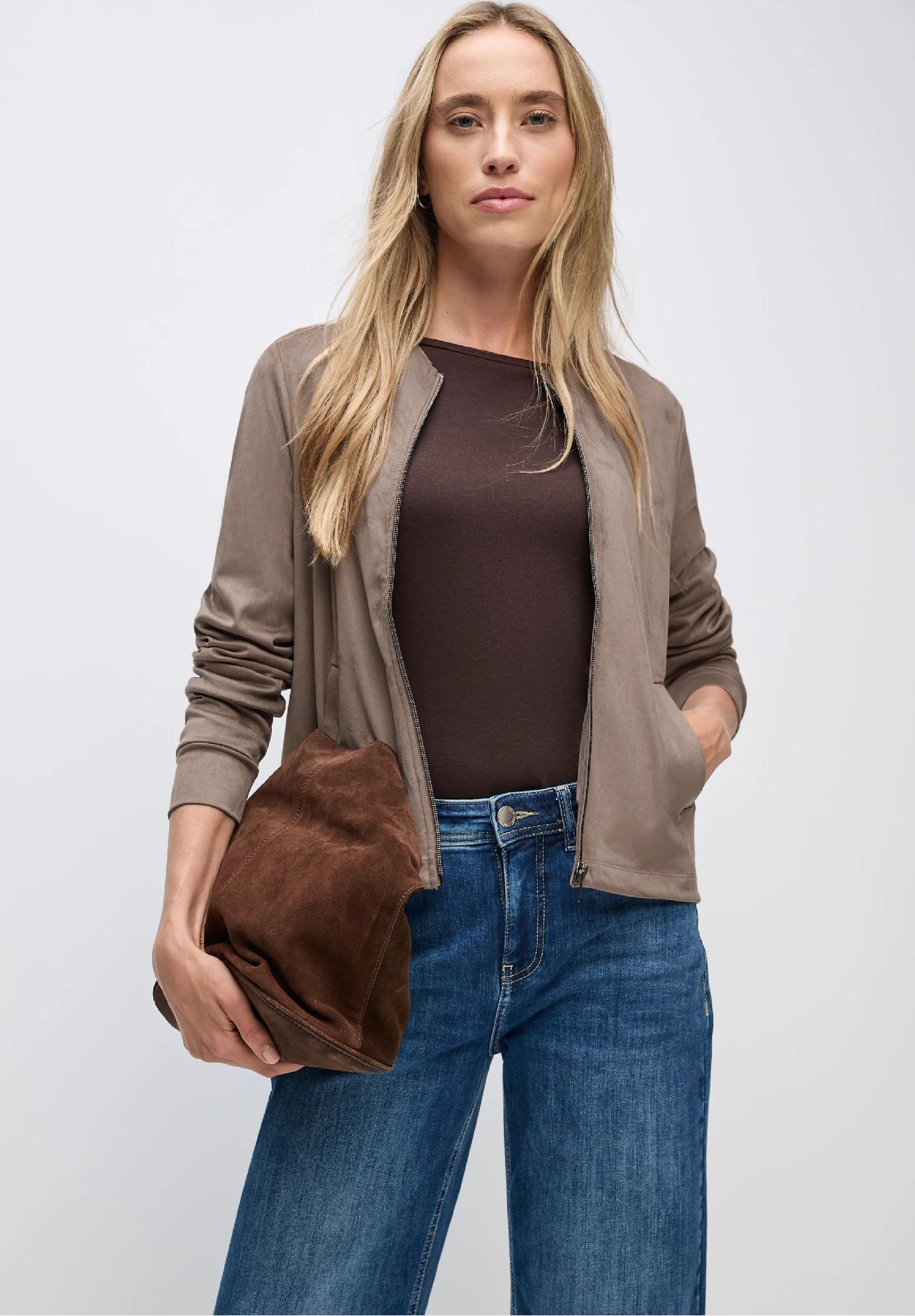 Street One velúrová bundička s vreckami