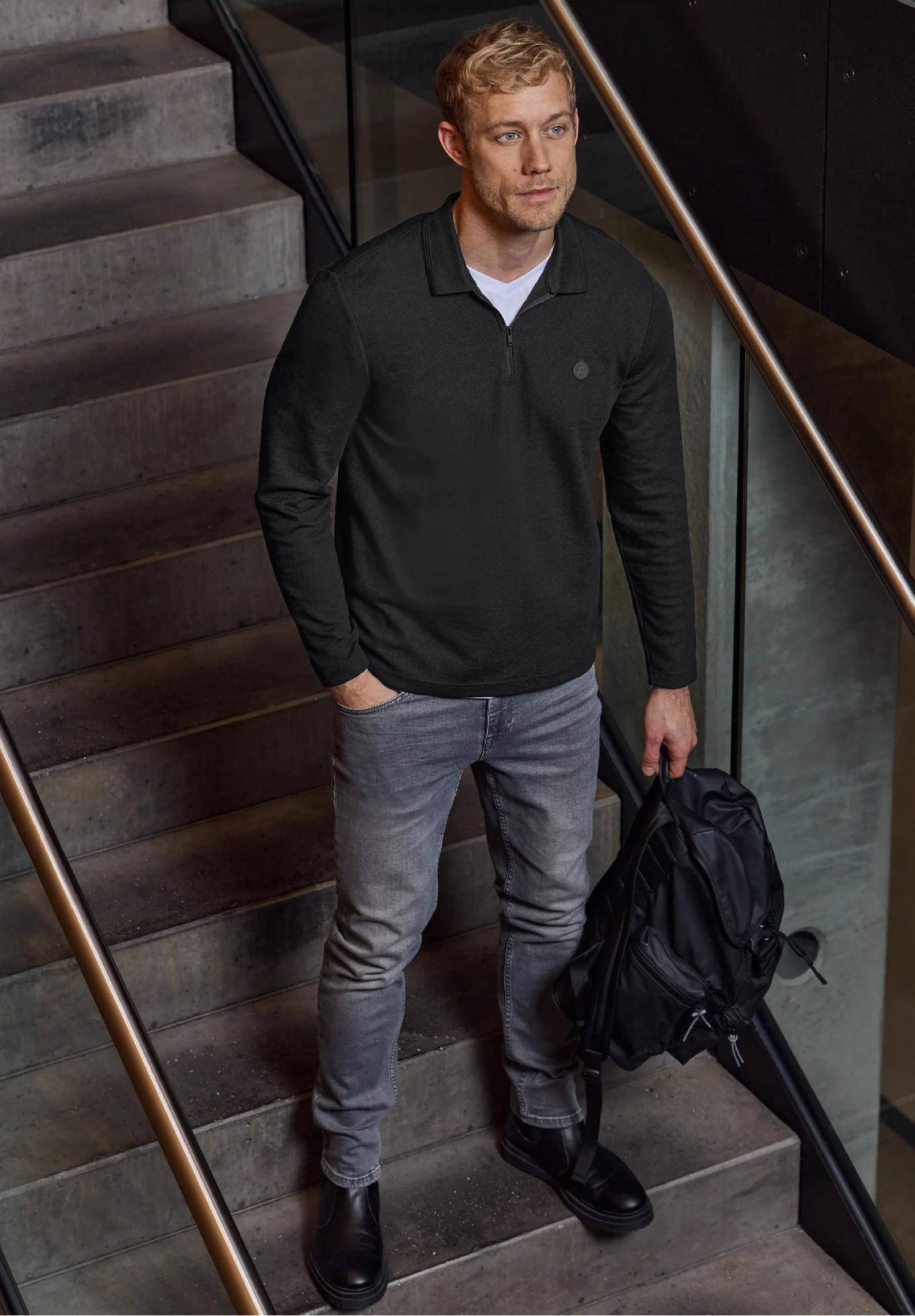 Street One MEN polo tričko so zipsom