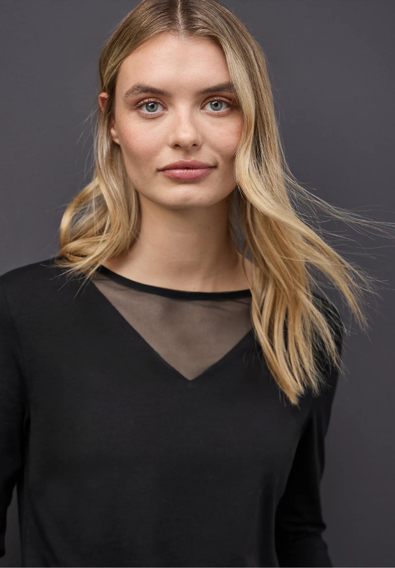 Street One tričko so sieťovanými detailmi, čie