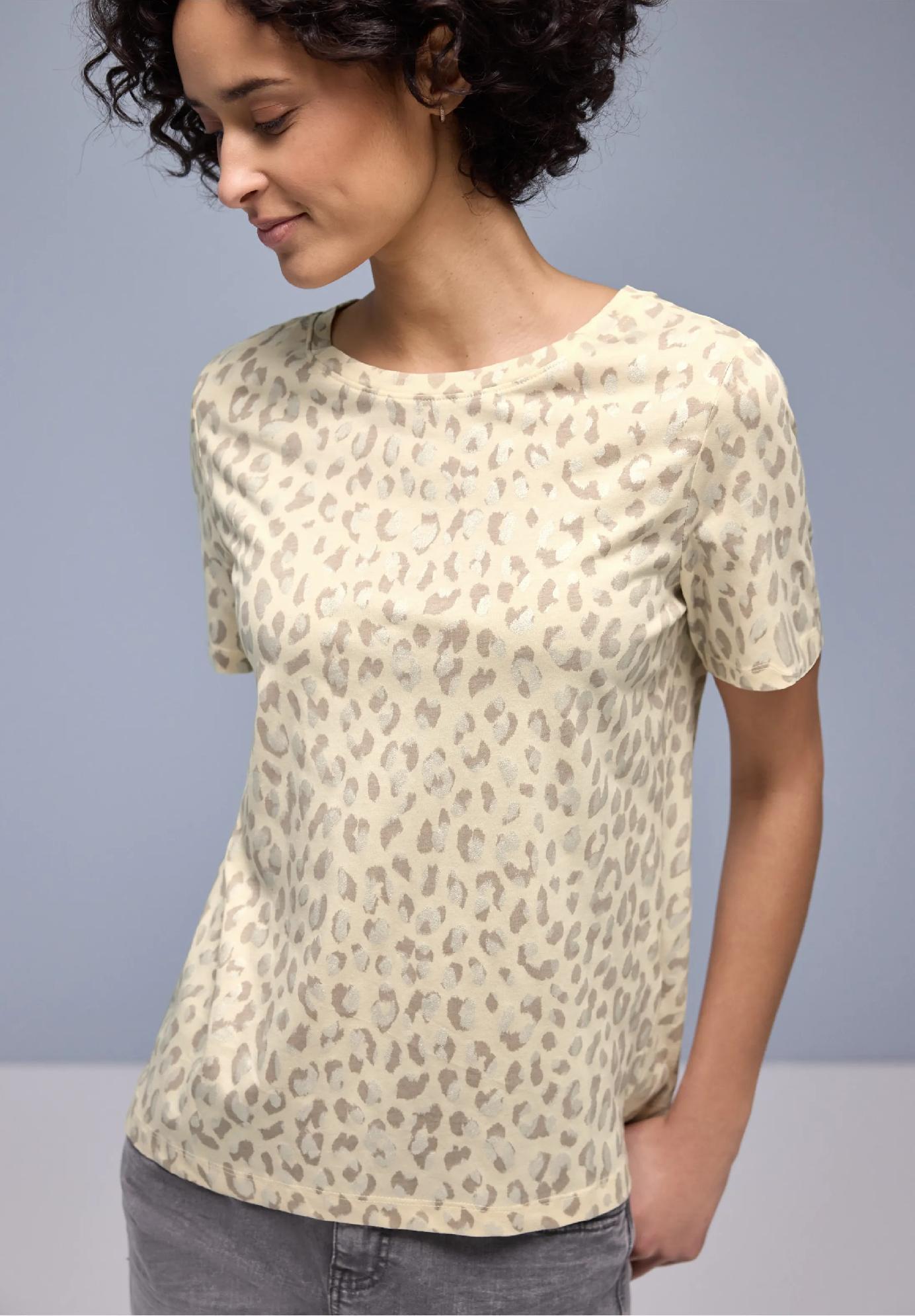 Street One tričko s leopardím vzorom a fóliovými detailmi