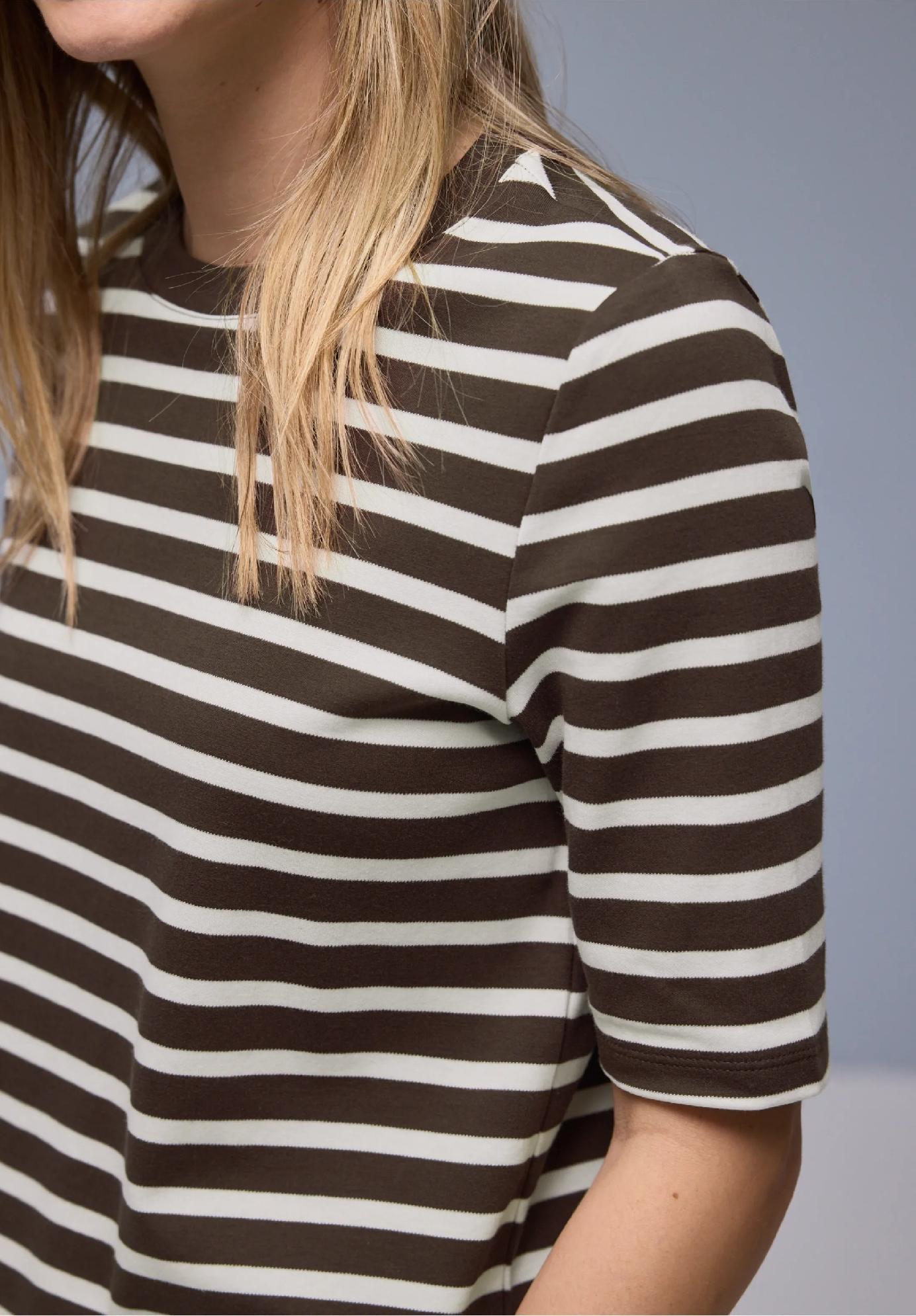 Street One pruhované tričko, hnedé