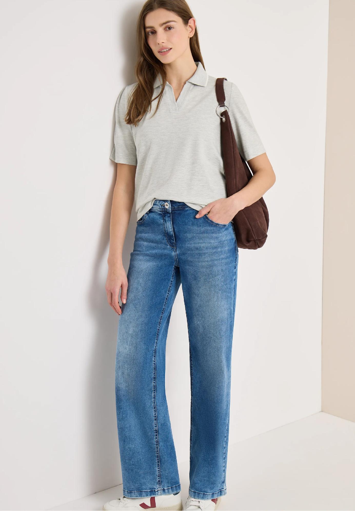 CECIL polo tričko s krátkym rukávom z piké látky, šed