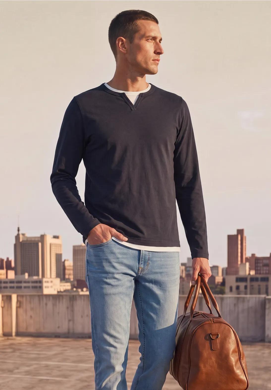 Street One MEN tričko Henley v 2-v-1 vzhľade, mod
