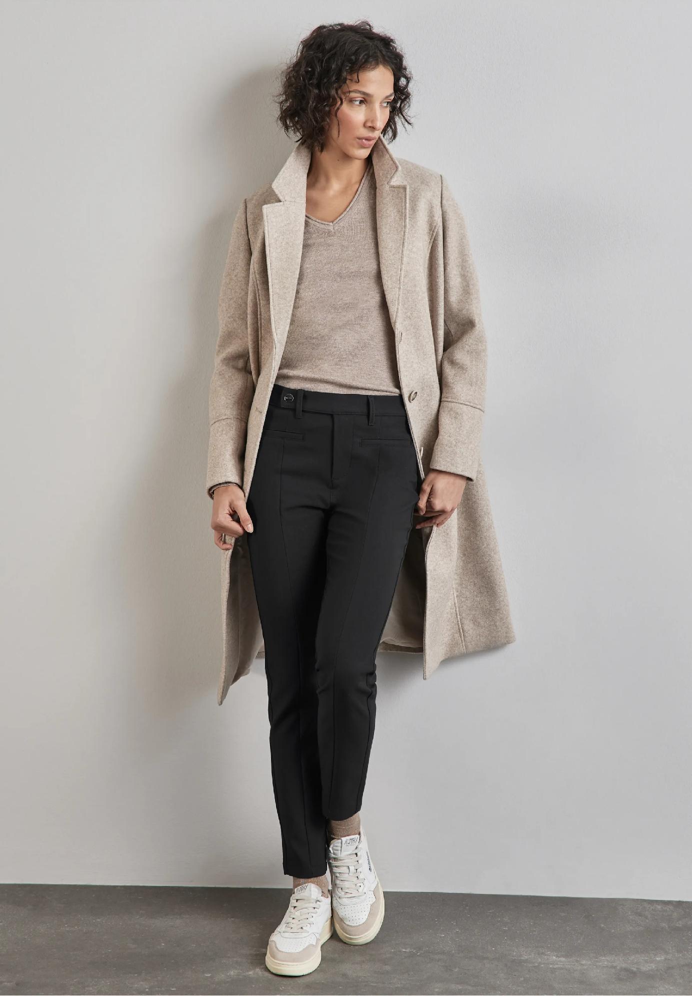 Street One slim fit nohavice YORK, čier.