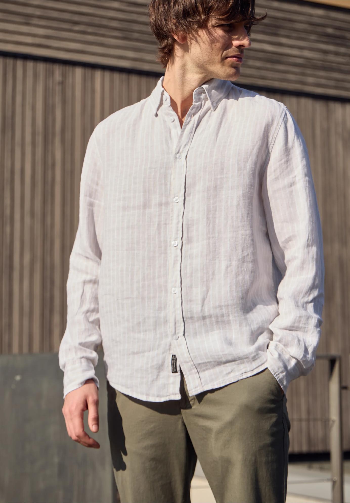 Street One ľanová košeľa s dlhým rukávom a pruhmi