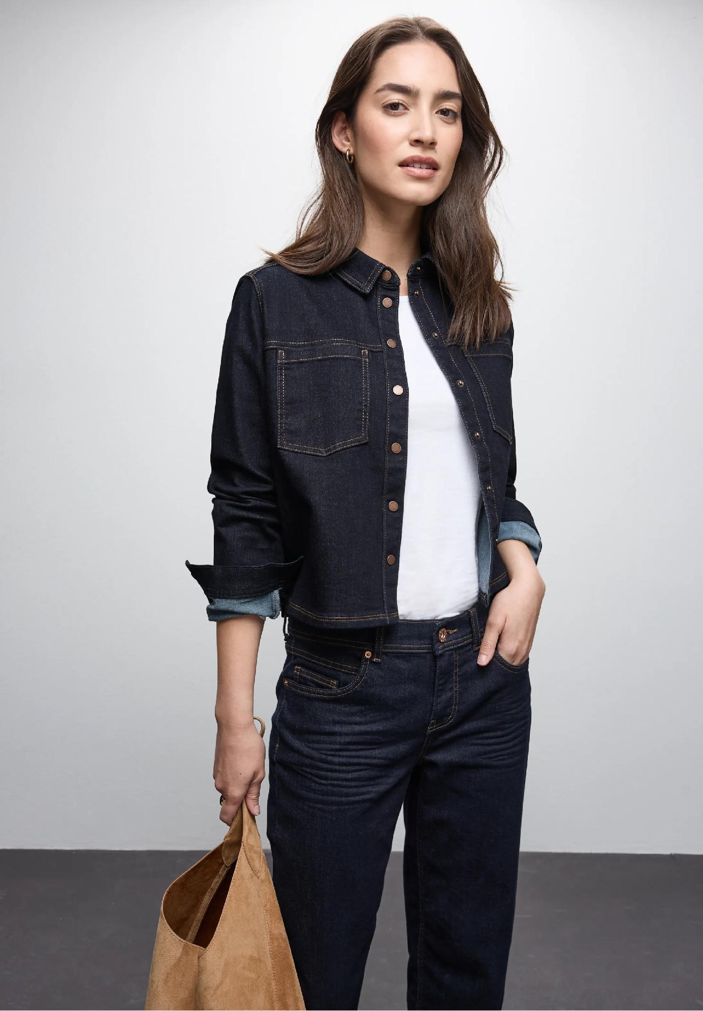 Street One tmavá džínsová košeľa