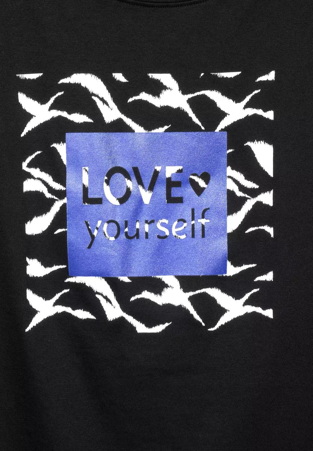 Street One tričko s nápisom Love yourself, čierne