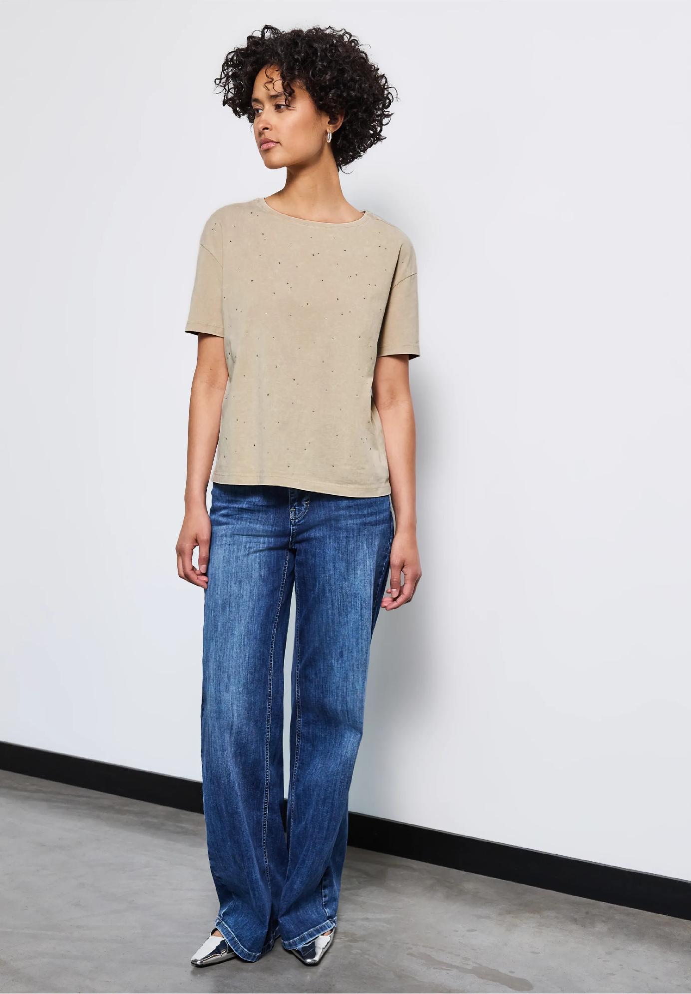 Street One tričko s ozdobnými kamienkami, bež