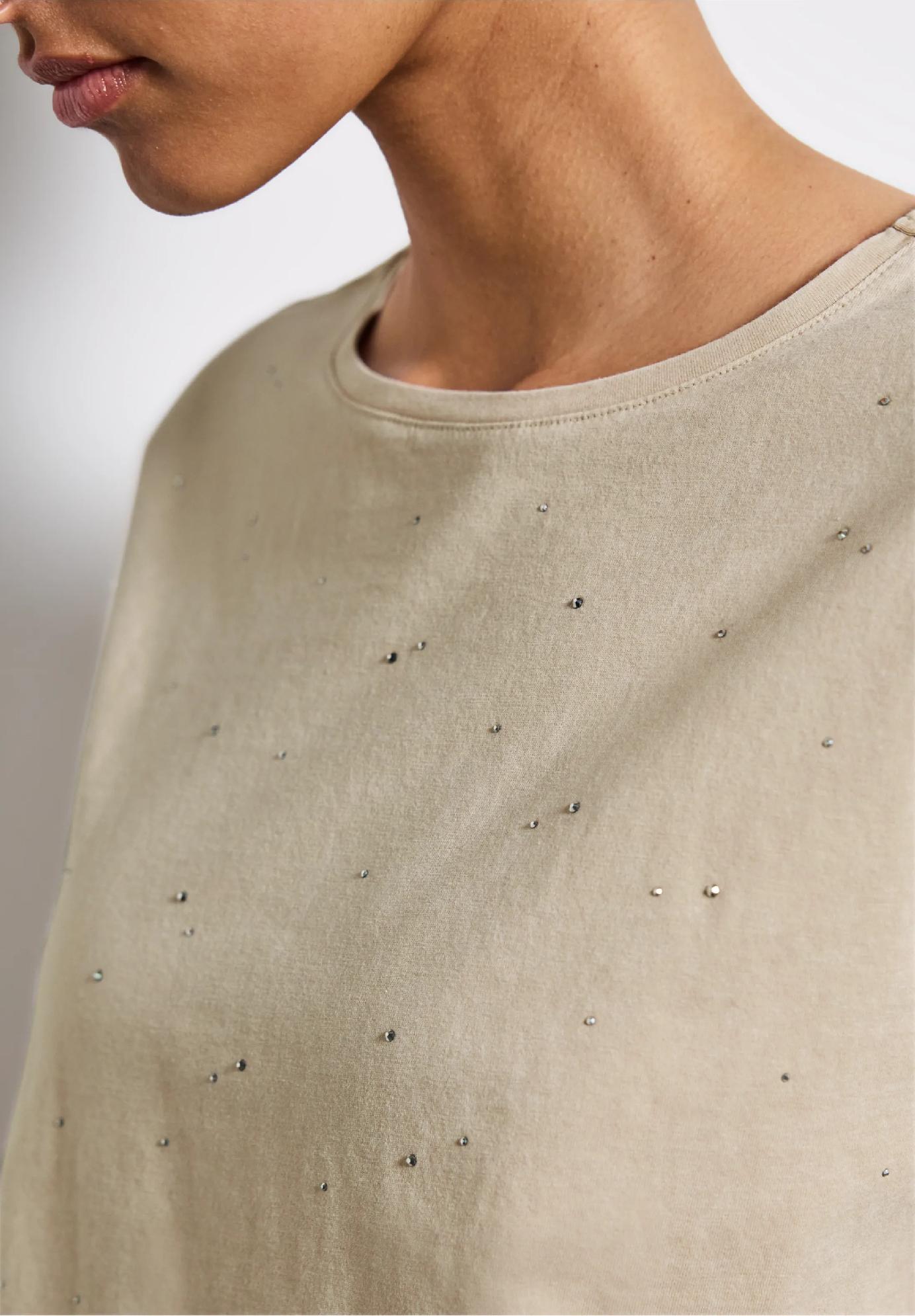 Street One tričko s ozdobnými kamienkami, bež