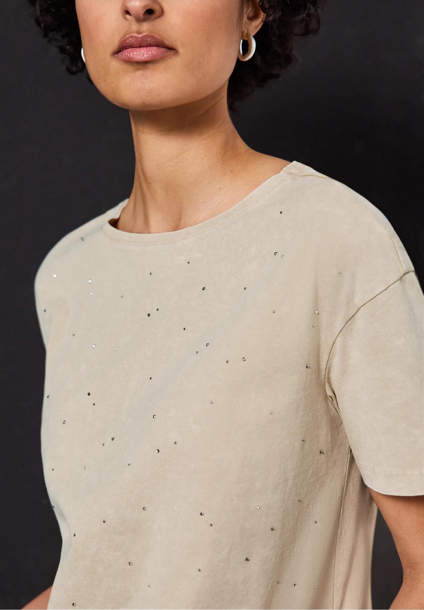 Street One tričko s ozdobnými kamienkami, bež