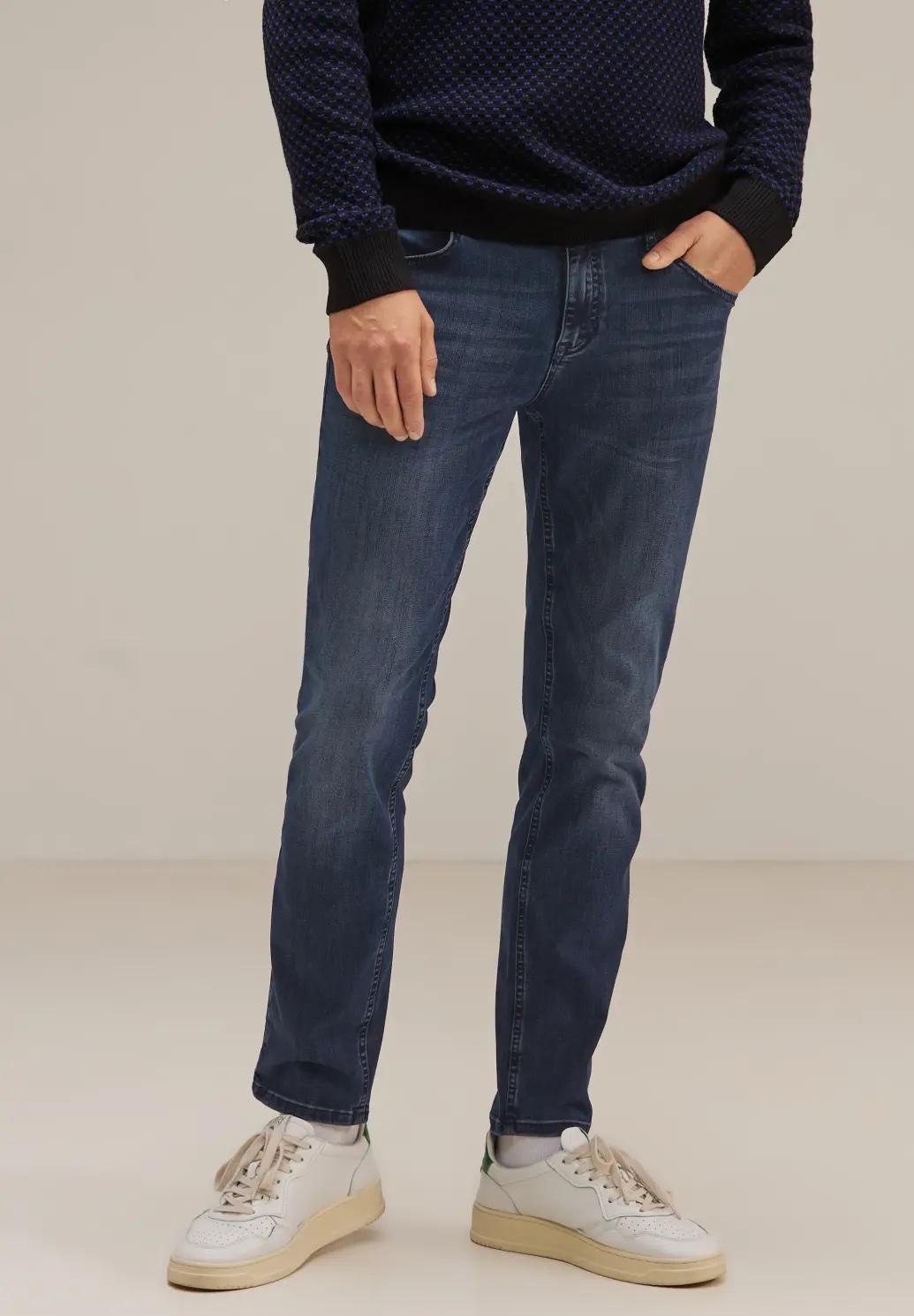 Street One MEN tmavo modré džínsy RACER slim fit