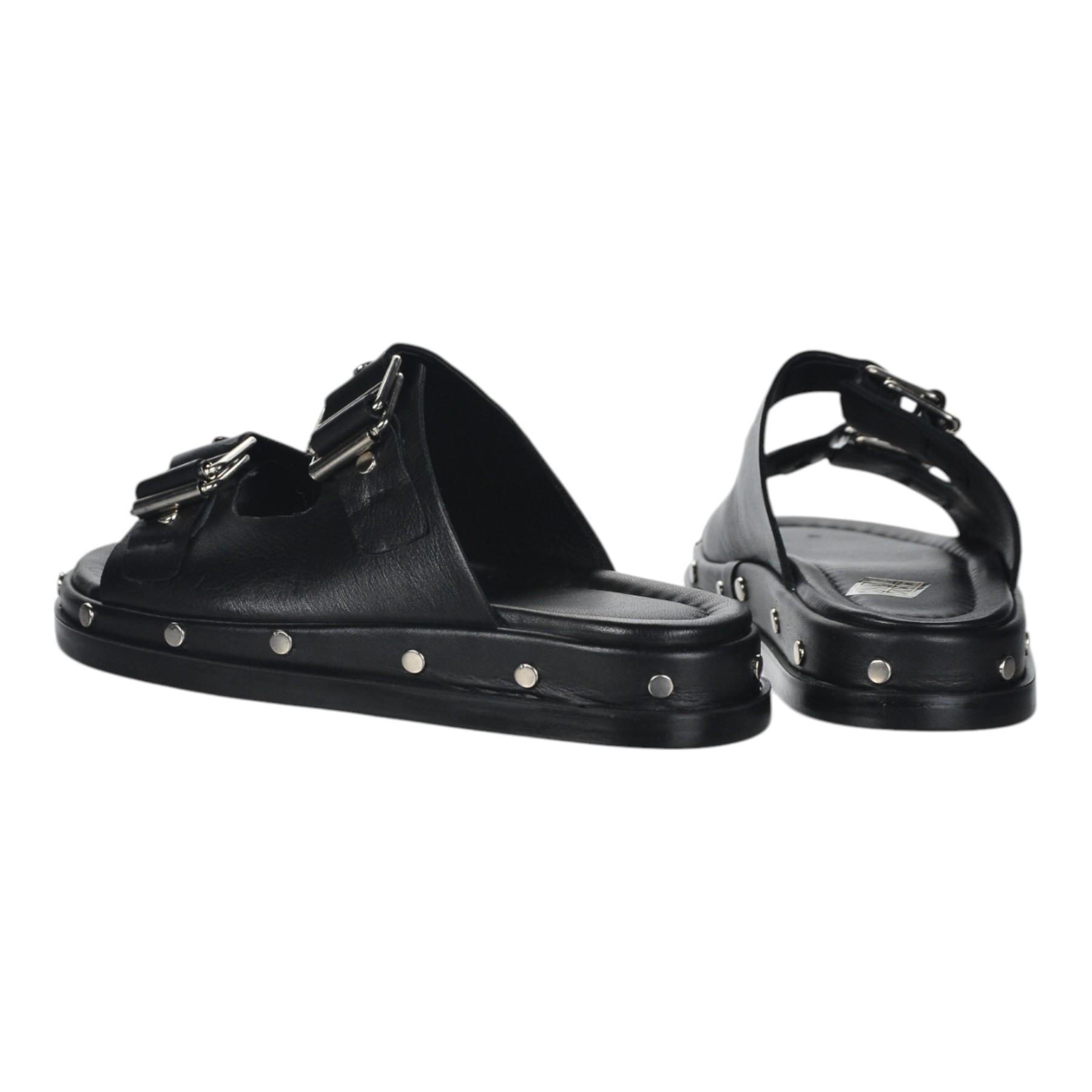OLIVIA SHOES Čierne dámske šľapky s cvokmi