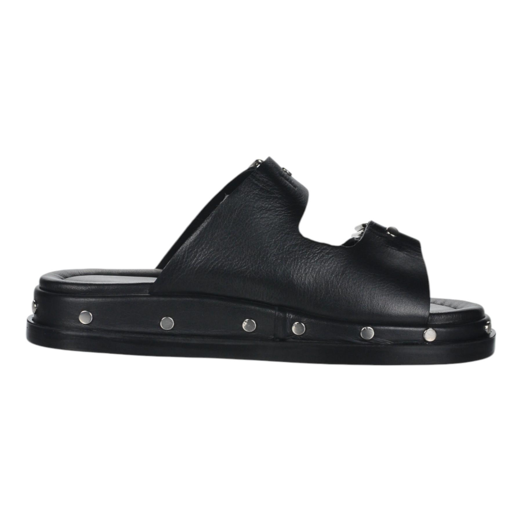 OLIVIA SHOES Čierne dámske šľapky s cvokmi
