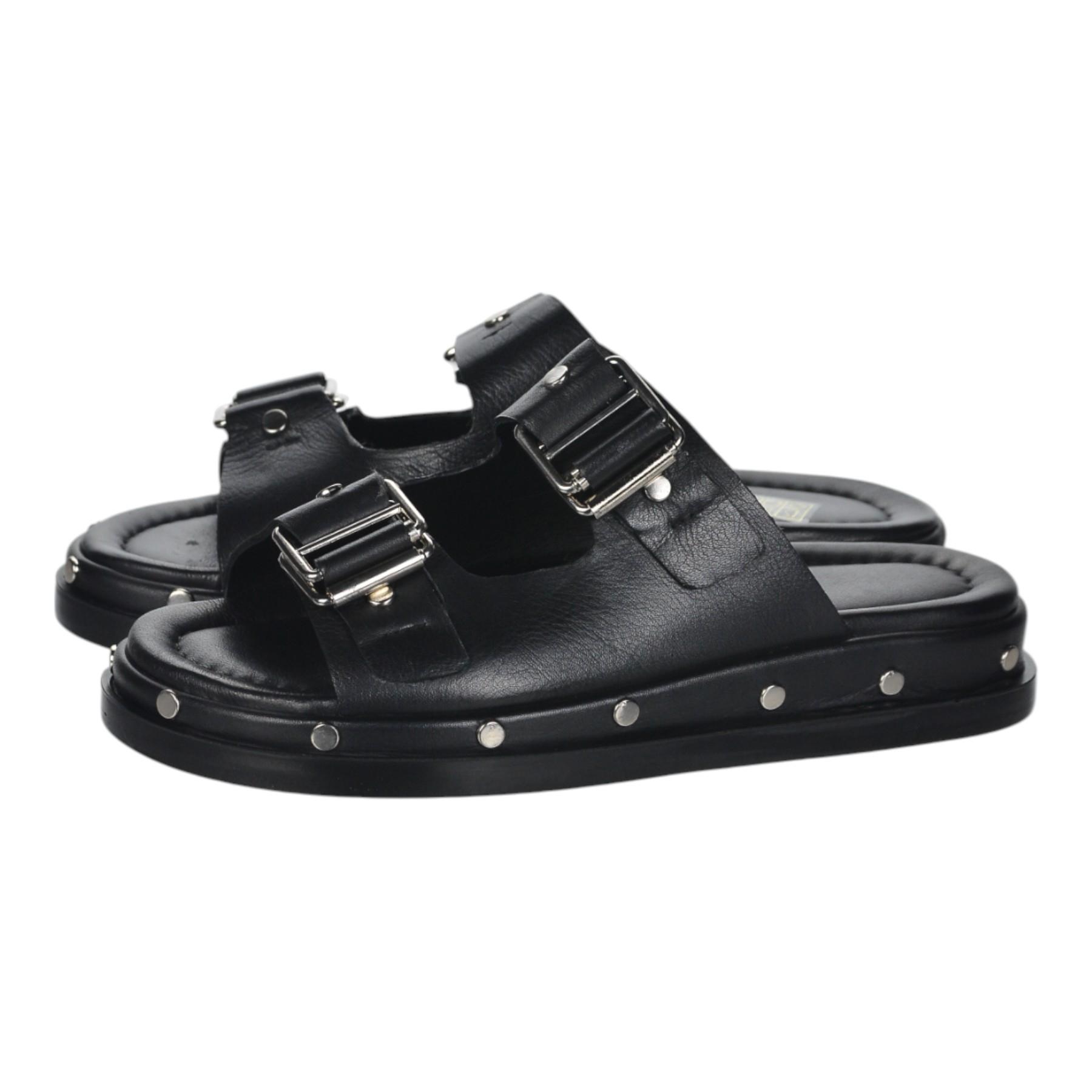OLIVIA SHOES Čierne dámske šľapky s cvokmi