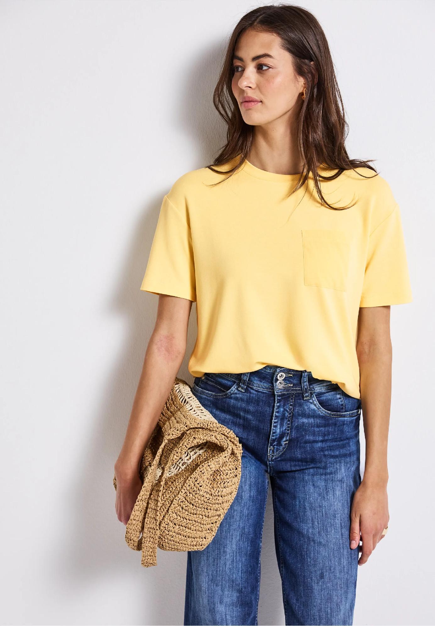 Street One tričko s náprsným vreckom, žlt