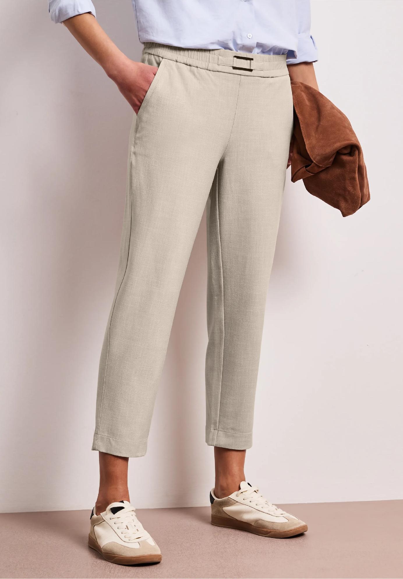 Street One úzke nohavice so stredným pásom s prackou BONNY, bež