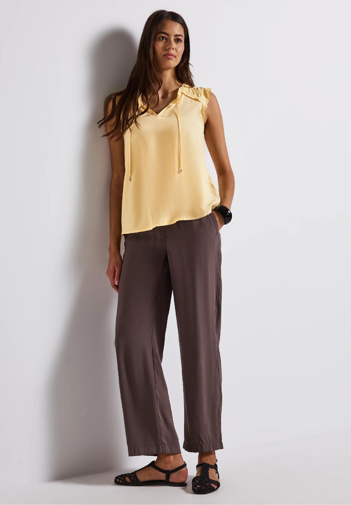 Street One blúzkový top s volánikmi, žlt