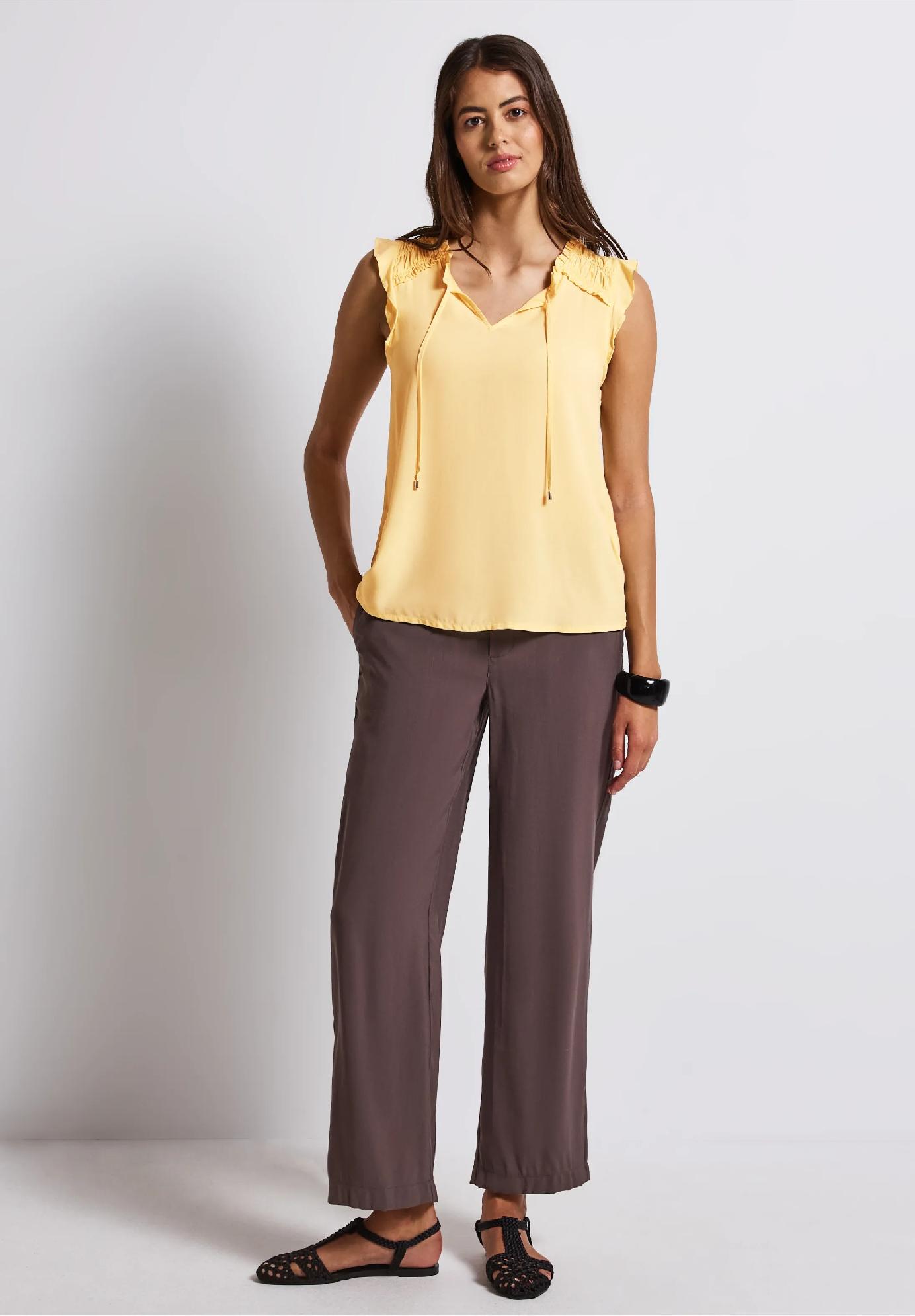 Street One blúzkový top s volánikmi, žlt