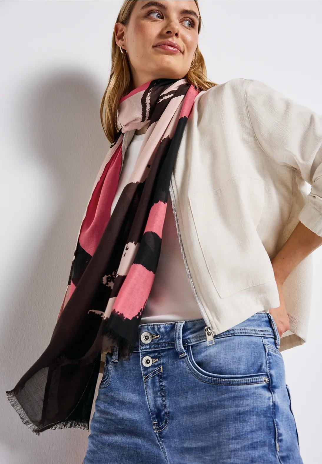 Street One ľahká vzorovaná šatka, ruž