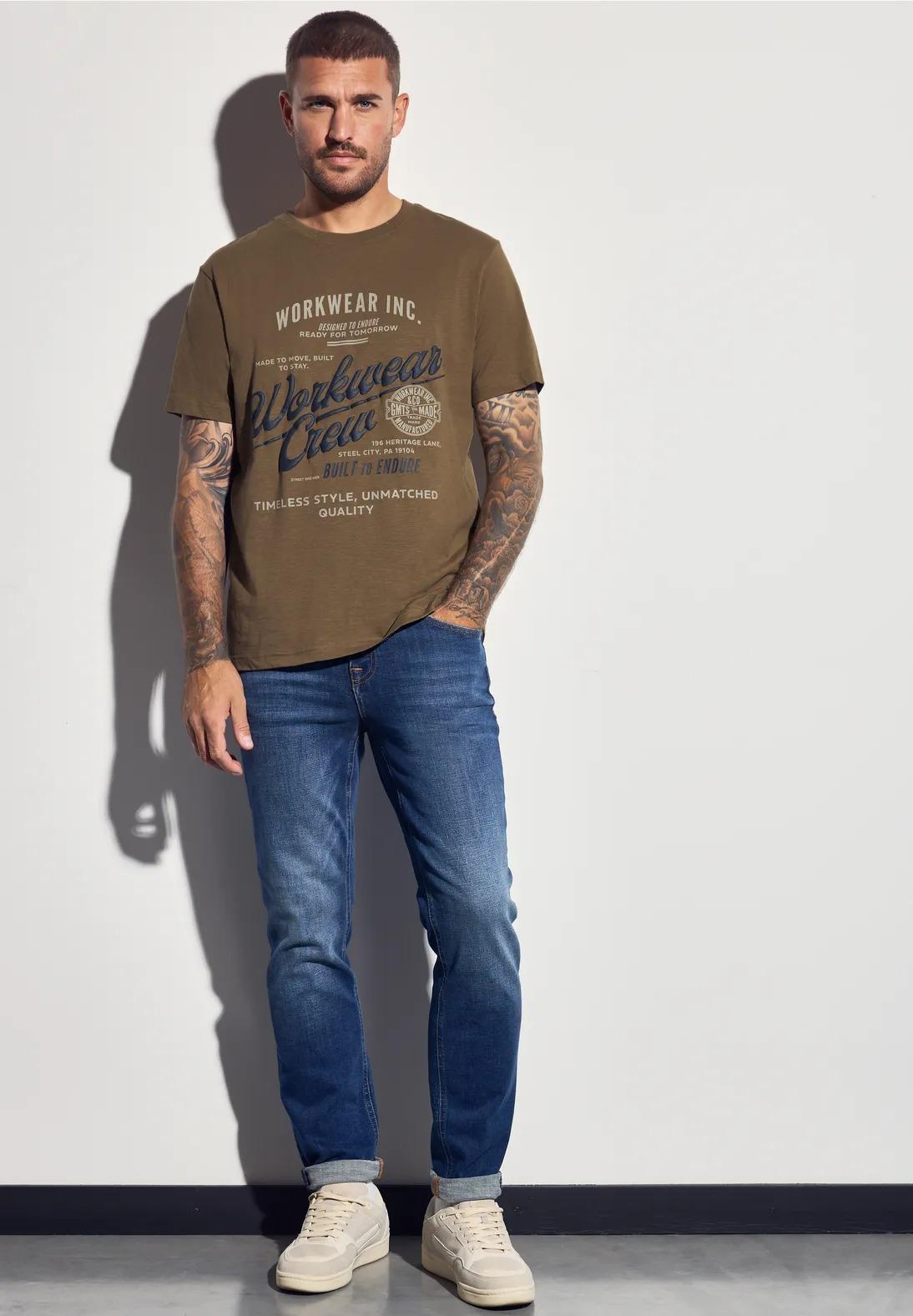 Street One MEN elegantné tričko s nápisom, hne