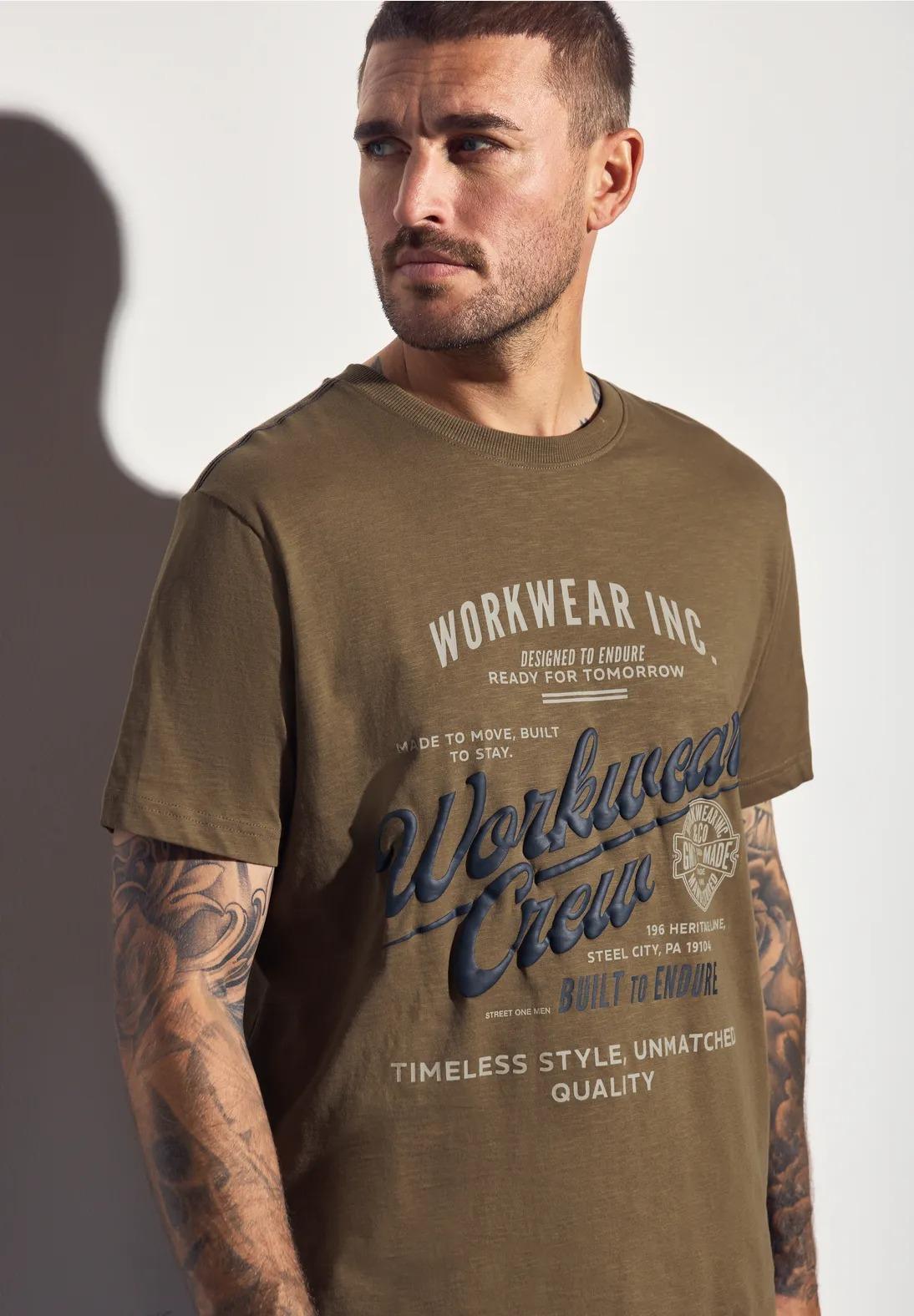 Street One MEN elegantné tričko s nápisom, hne