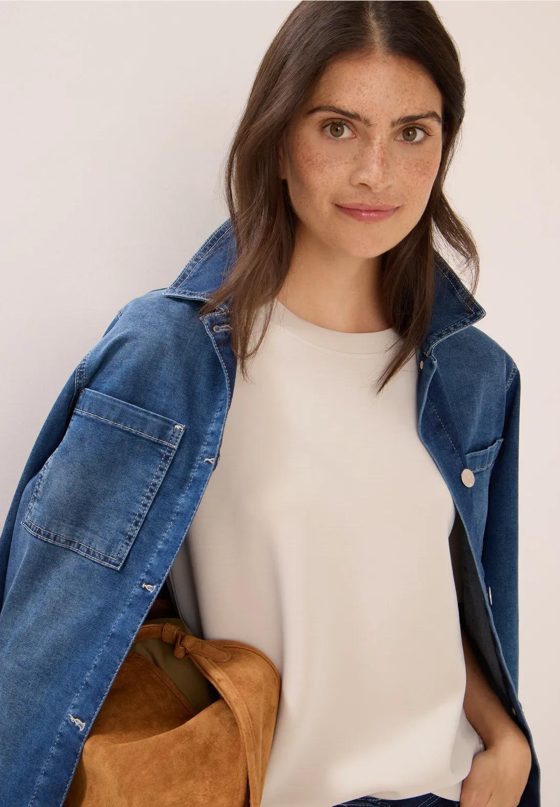 CECIL mäkké tričko s cupro efektom, bež