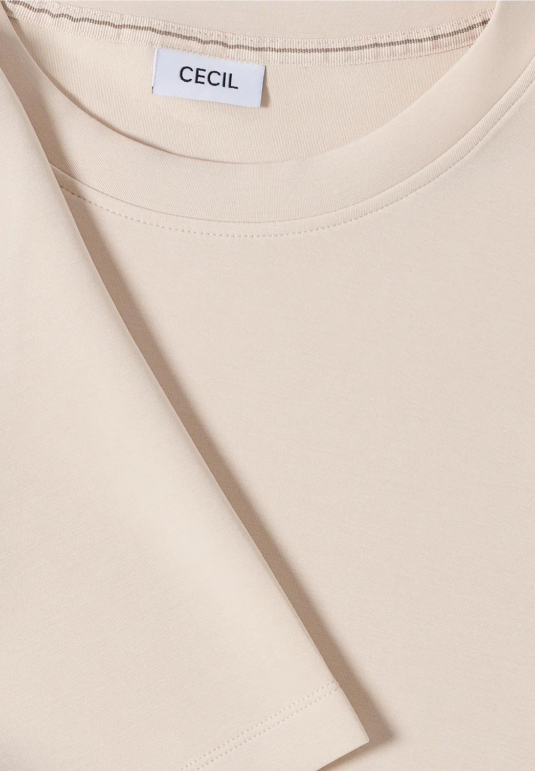 CECIL mäkké tričko s cupro efektom, bež
