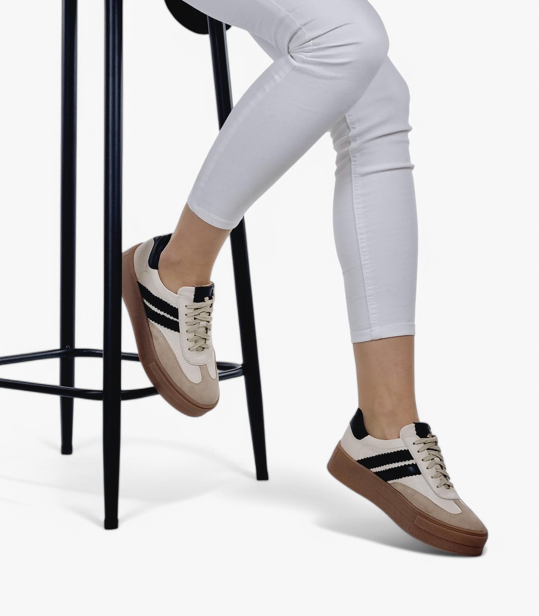 OLIVIA SHOES Béžovo-čierne tenisky BENITA