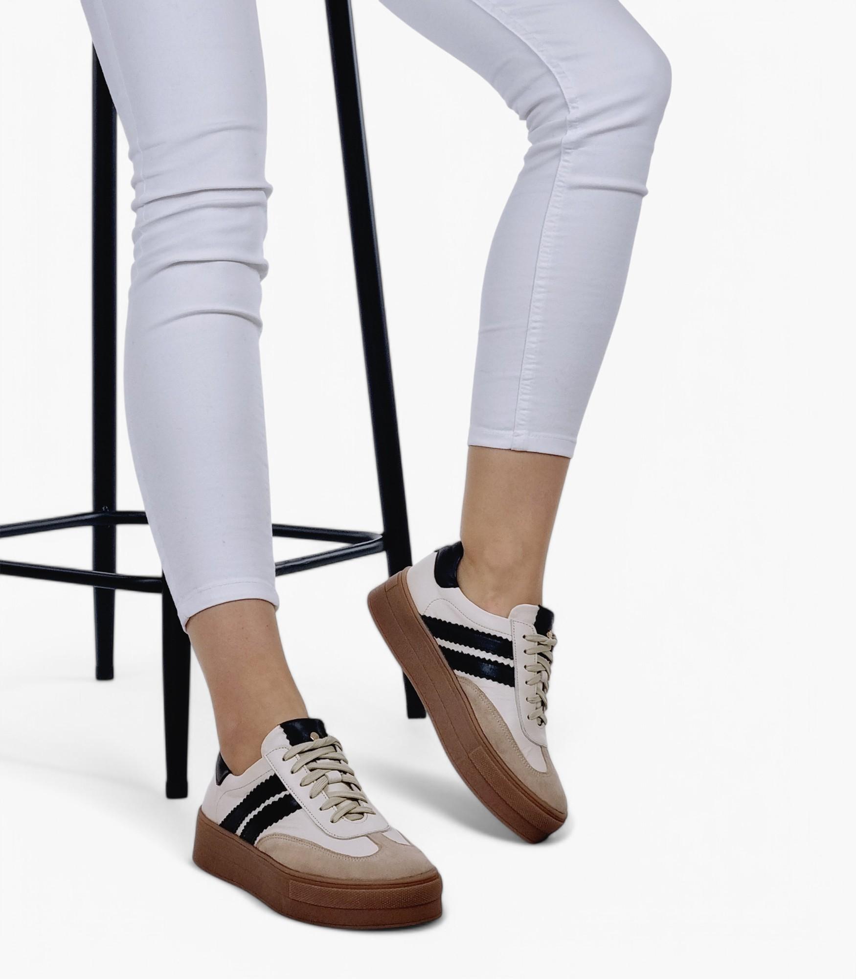 OLIVIA SHOES Béžovo-čierne tenisky BENITA