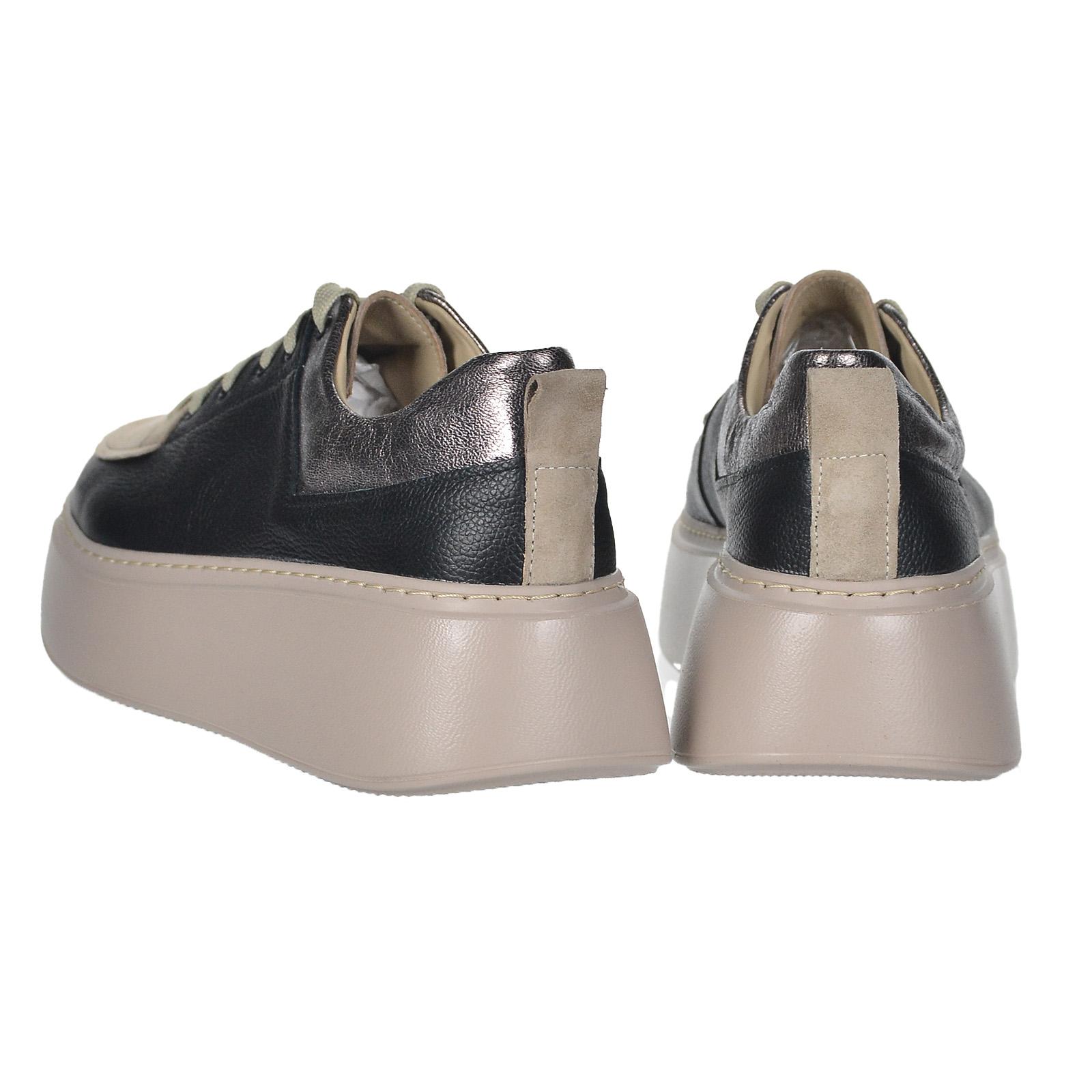 OLIVIA SJOES Čierno-béžové tenisky so strieborným pásikom