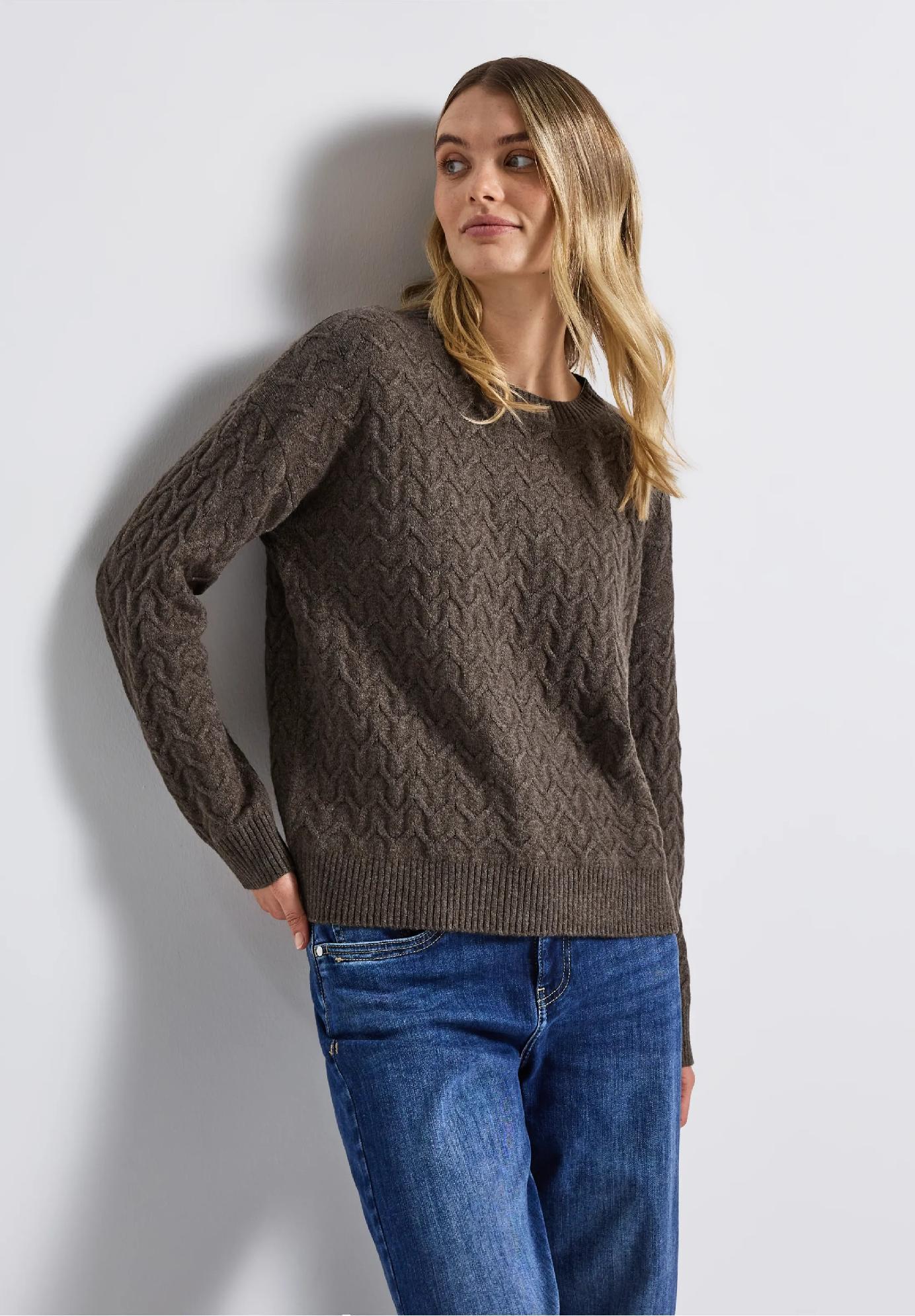 Street One pohodlný textúrovaný sveter, hne