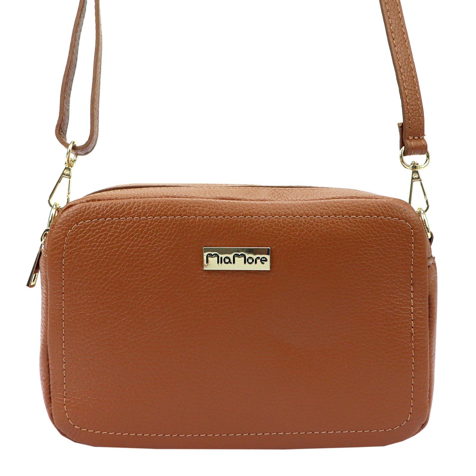 MIAMORE koňaková kožená crossbody kabelka DOLLARO