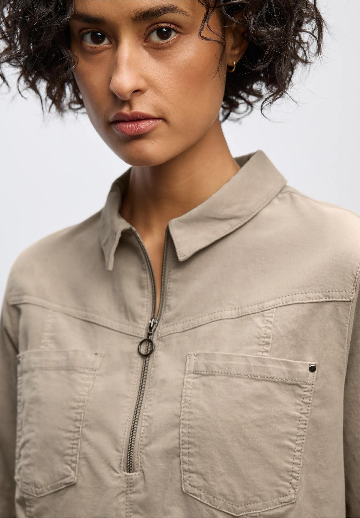 Street One manšestrové šaty so zipsom, bež