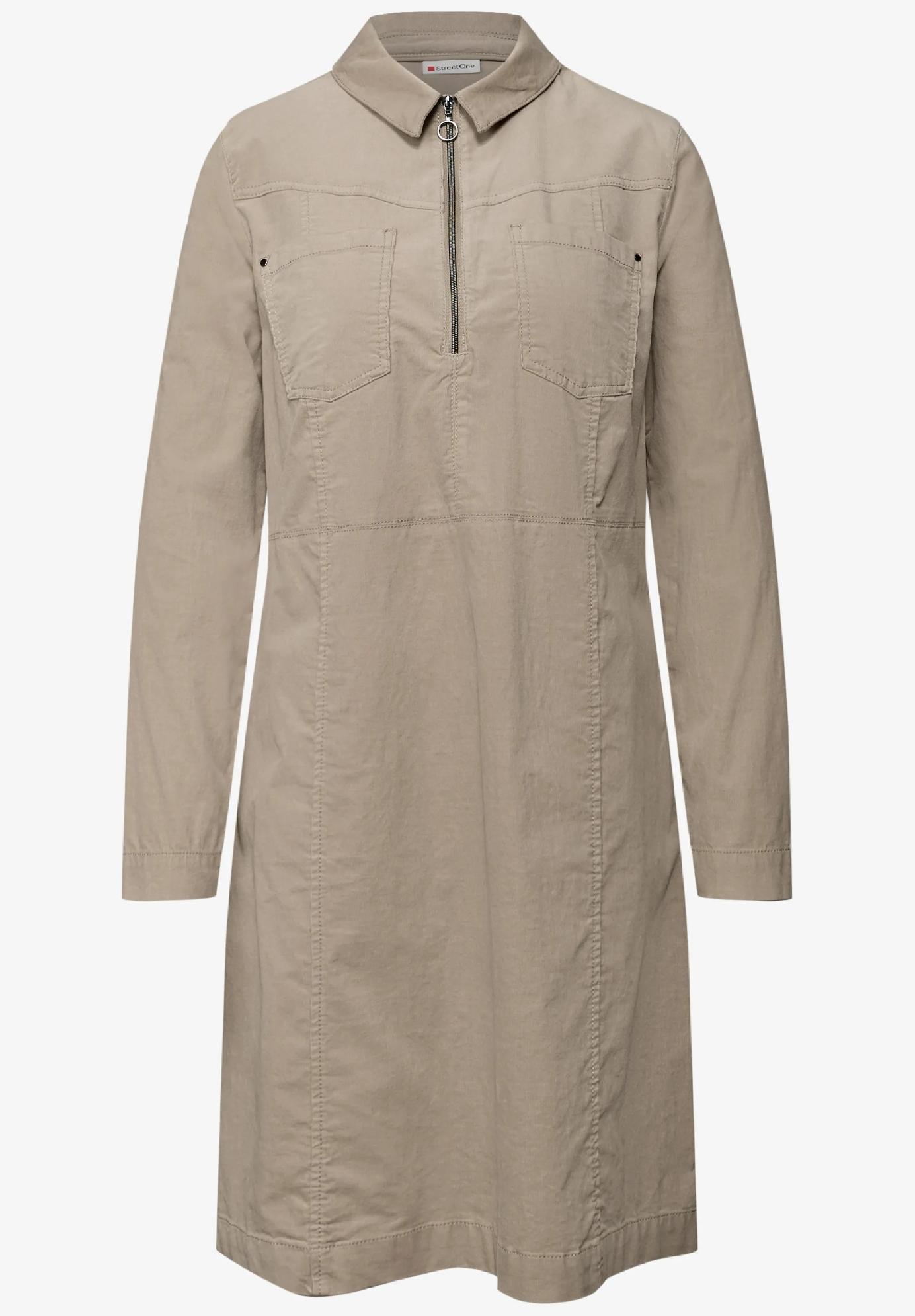 Street One manšestrové šaty so zipsom, bež