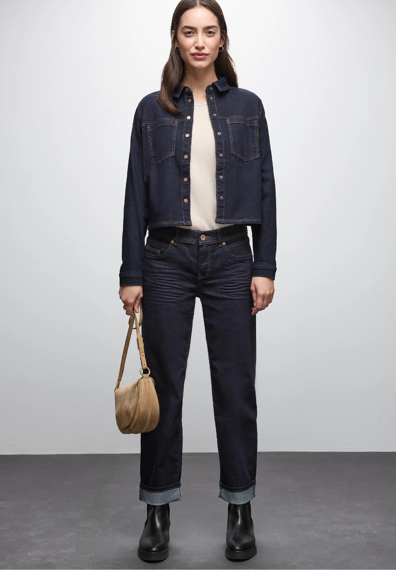 Street One rovné džínsy v tmavom prevedení