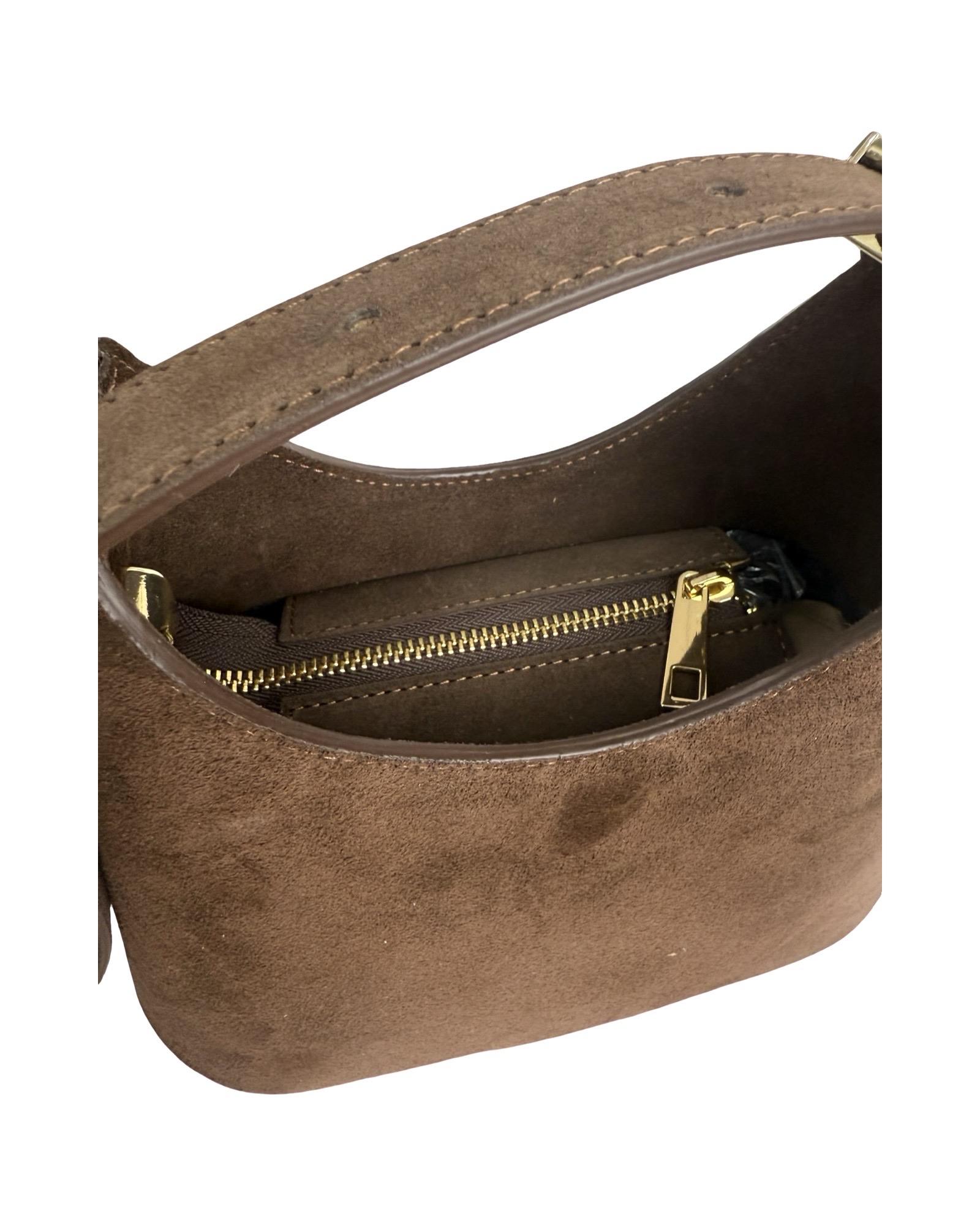 Kabelka s brúsenej kože, hnedá