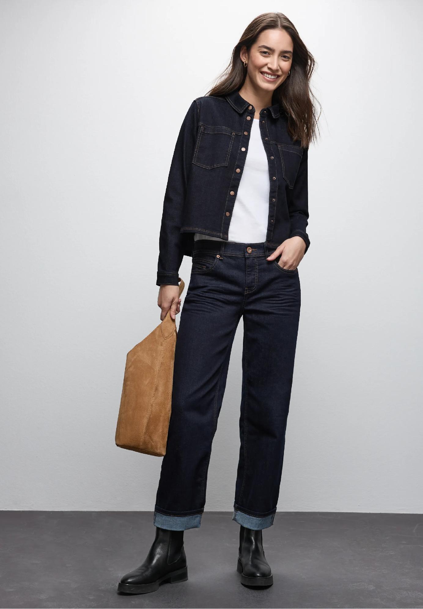 Street One tmavá džínsová košeľa