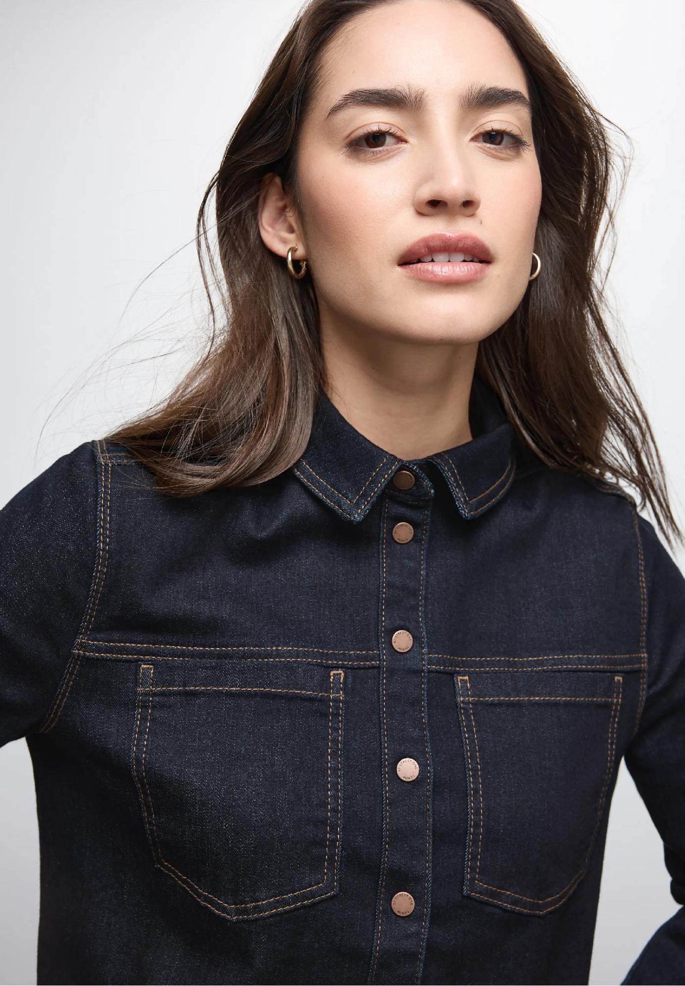 Street One tmavá džínsová košeľa