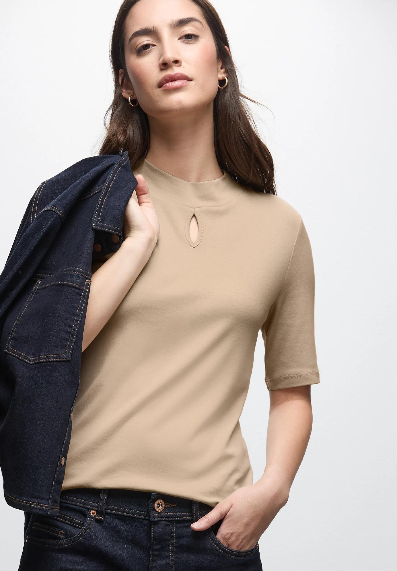 Street One tričko s výstrihom, bež