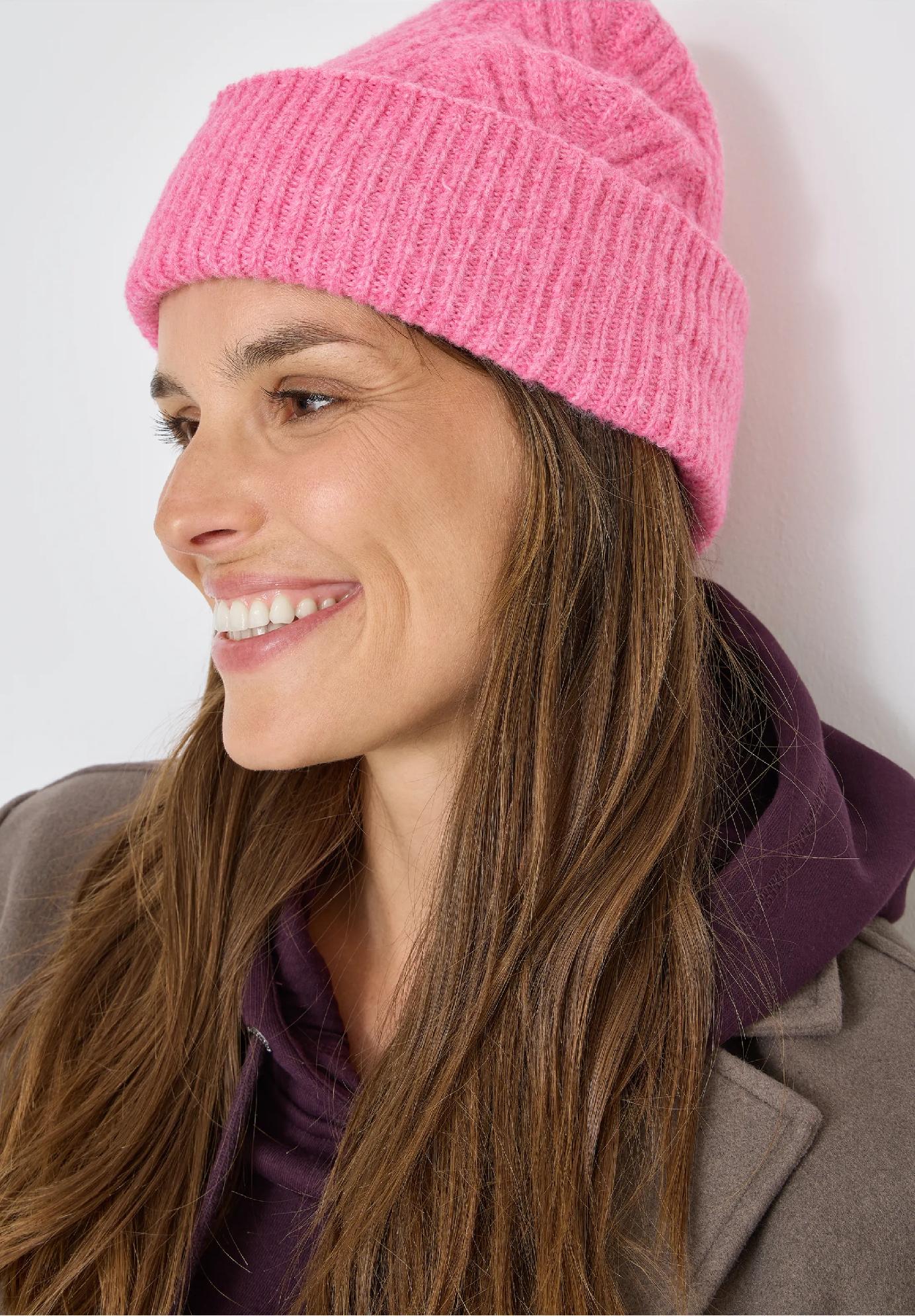 CECIL šruktúrovaná pletená čiapka, pink